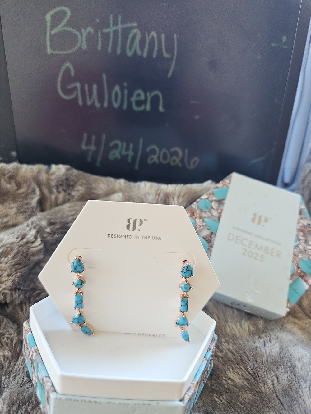 BP Turquoise Teardrop Earrings in Rose Gold (RARE UNICORN)